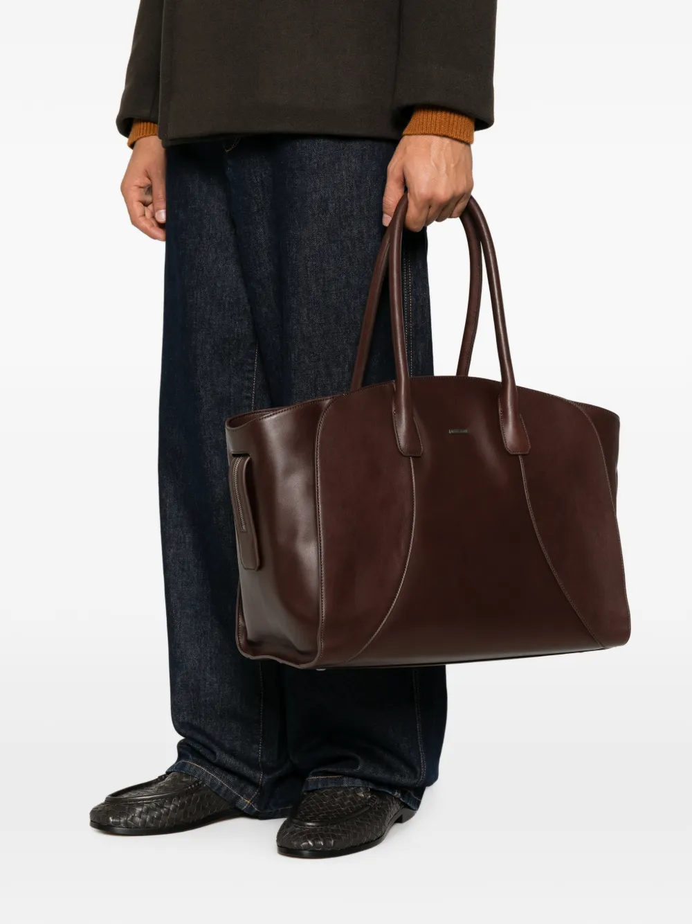 Emporio Armani Shopper met logoplakkaat Bruin