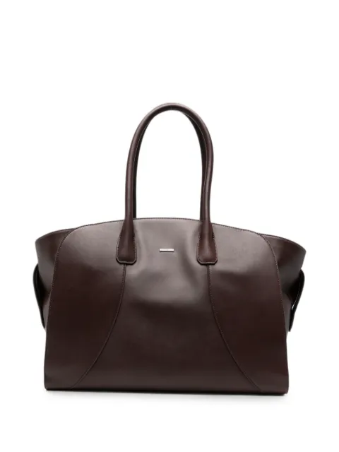 Emporio Armani logo-plaque leather tote bag