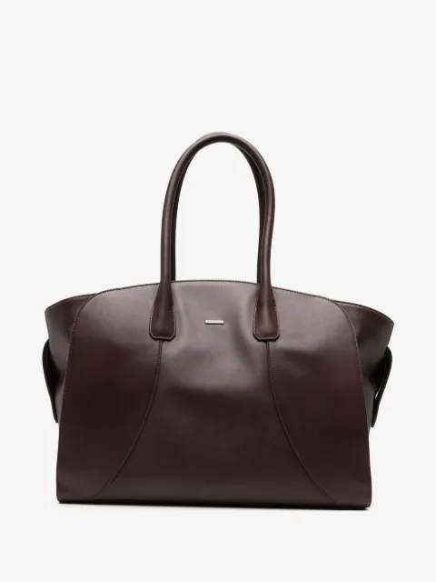 Emporio Armani logo-plaque leather tote bag