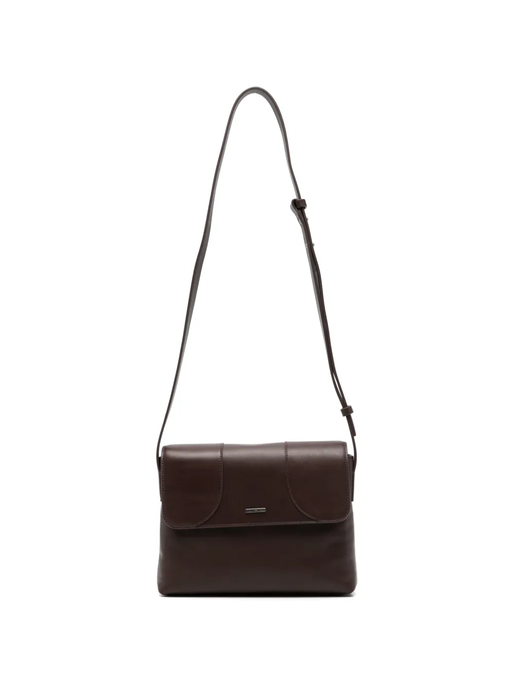 Emporio Armani logo-plaque leather messenger bag - Marrone
