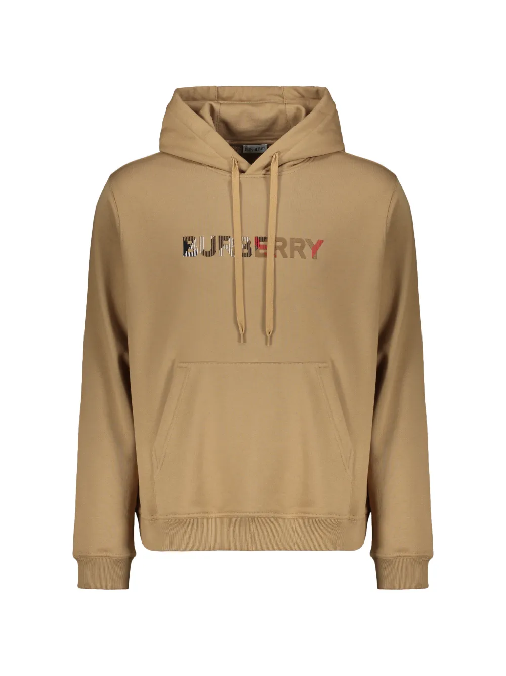 Burberry logo-embroidered pouch-pocket hoodie - Toni neutri