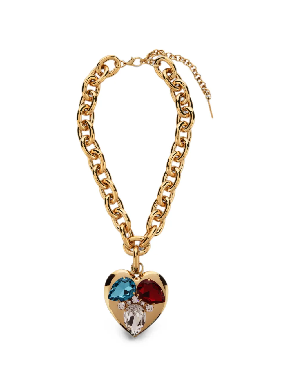 Alessandra Rich heart-pendant crystal-embellished necklace - Gold