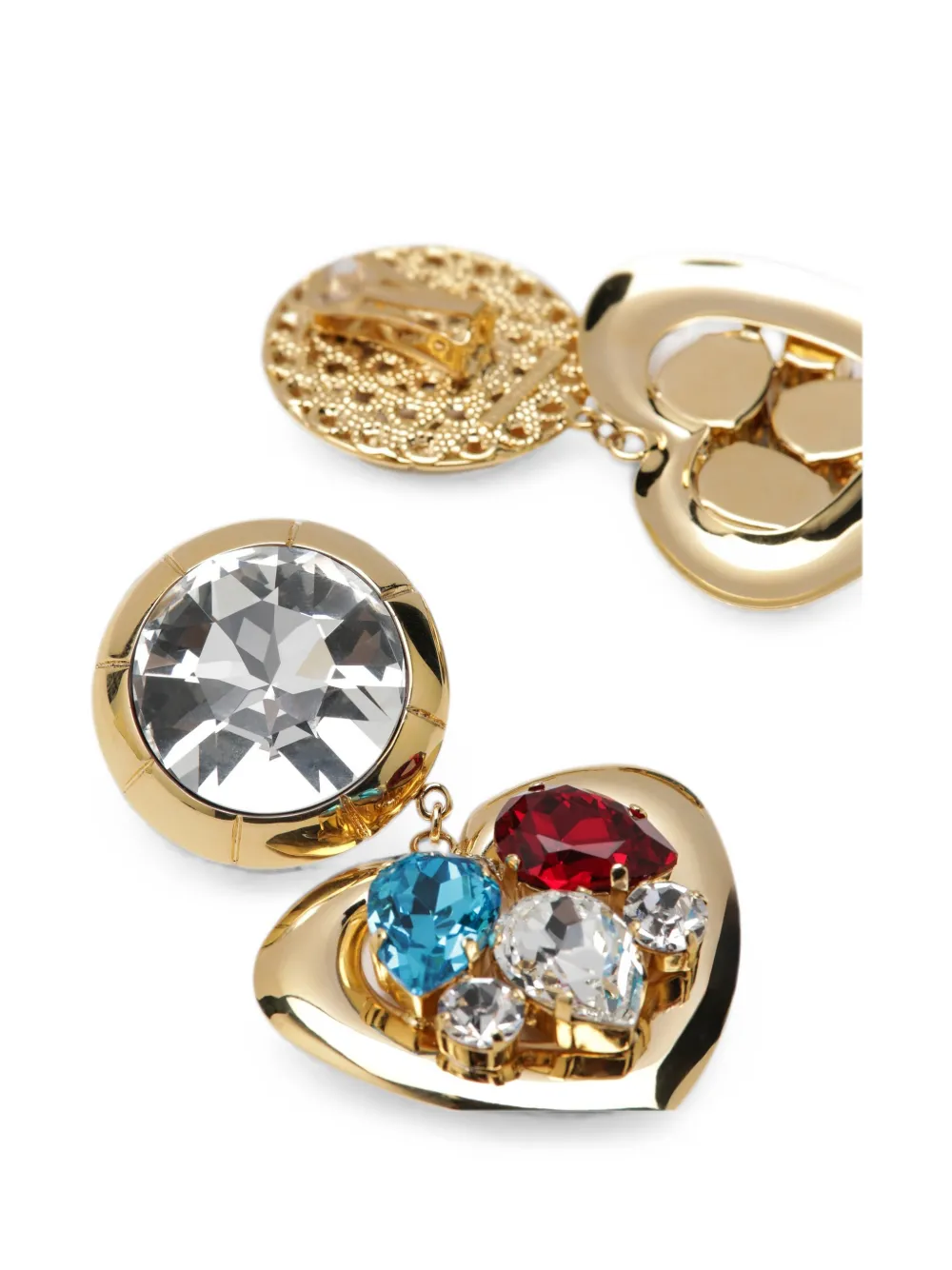 Alessandra Rich Heart-pendant Crystal-embellished Earrings in Gold, view 3