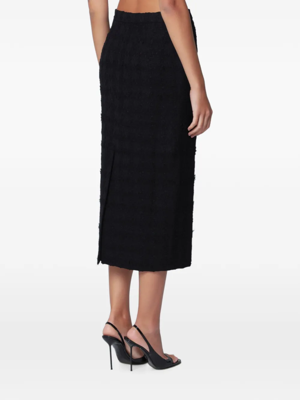 Alessandra Rich Bouclé Check Skirt in Black, view 4