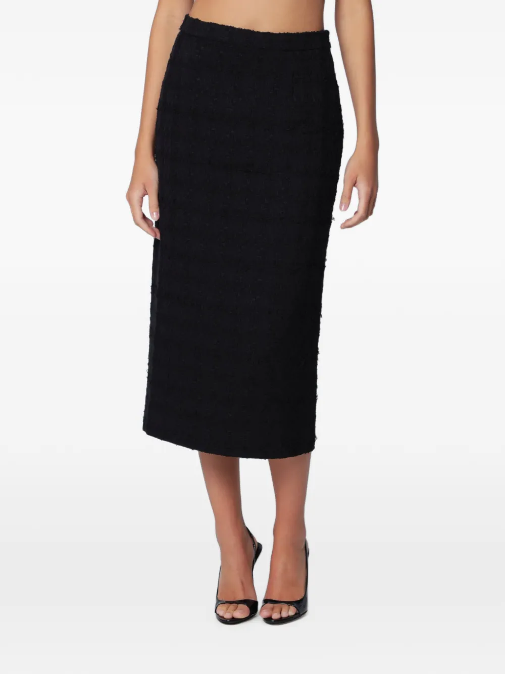 Alessandra Rich bouclé check skirt - Schwarz