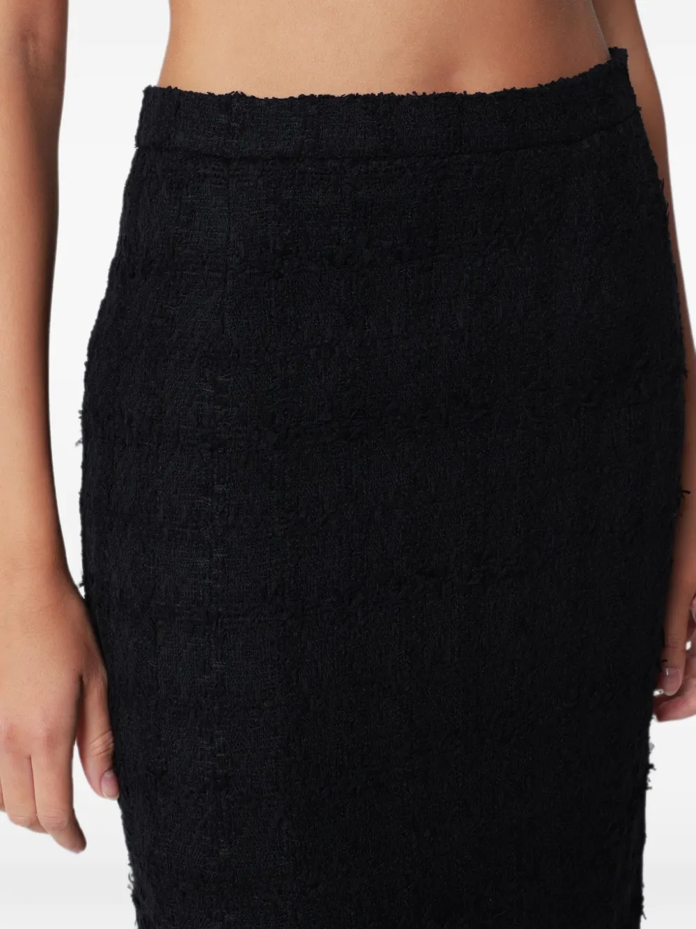 Alessandra Rich Bouclé Check Skirt in Black, view 5