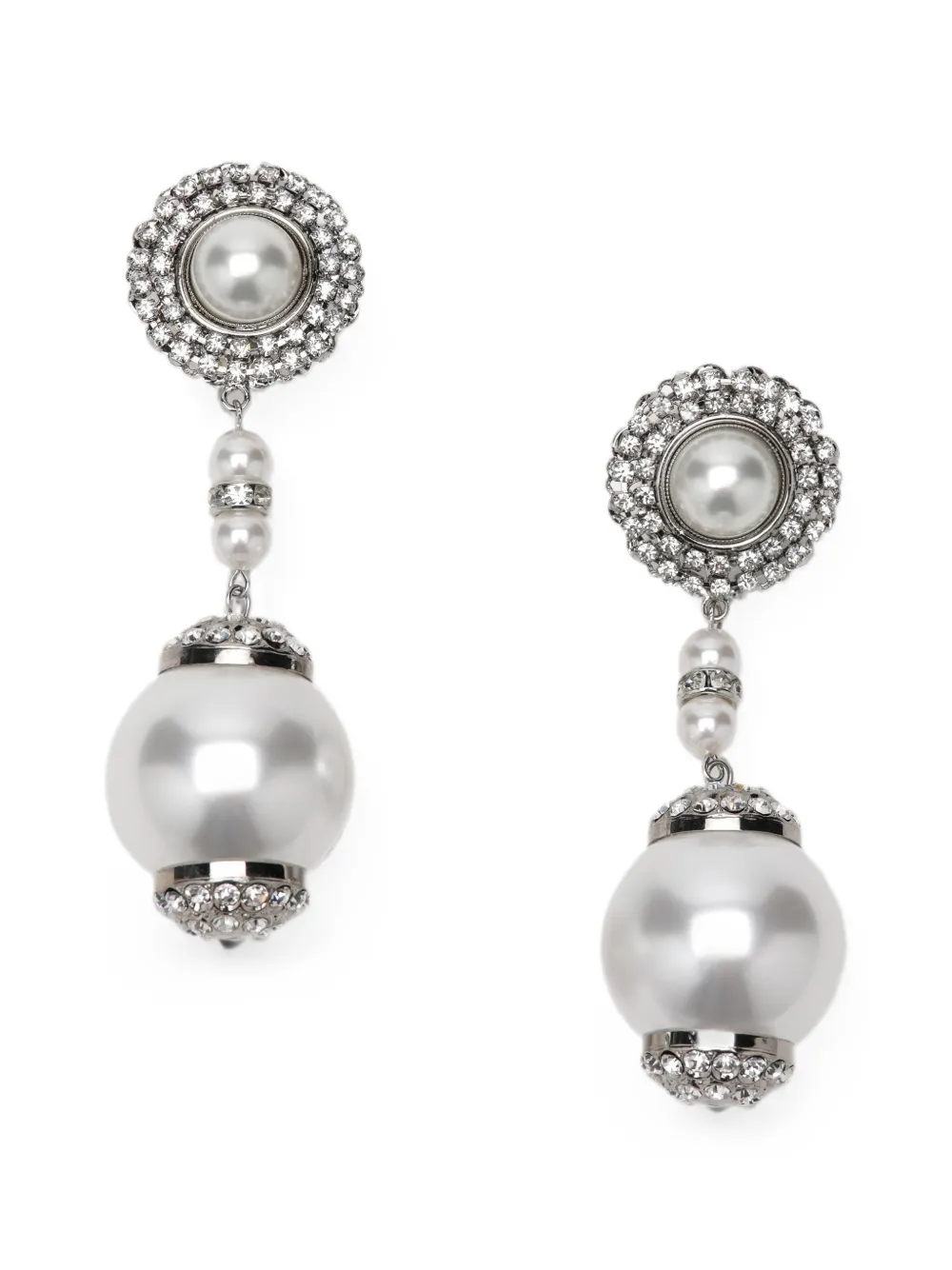 Alessandra Rich faux-pearl crystal-embellished earrings - Silber