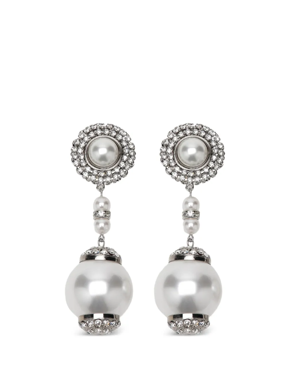 Alessandra Rich faux-pearl crystal-embellished earrings - Argento