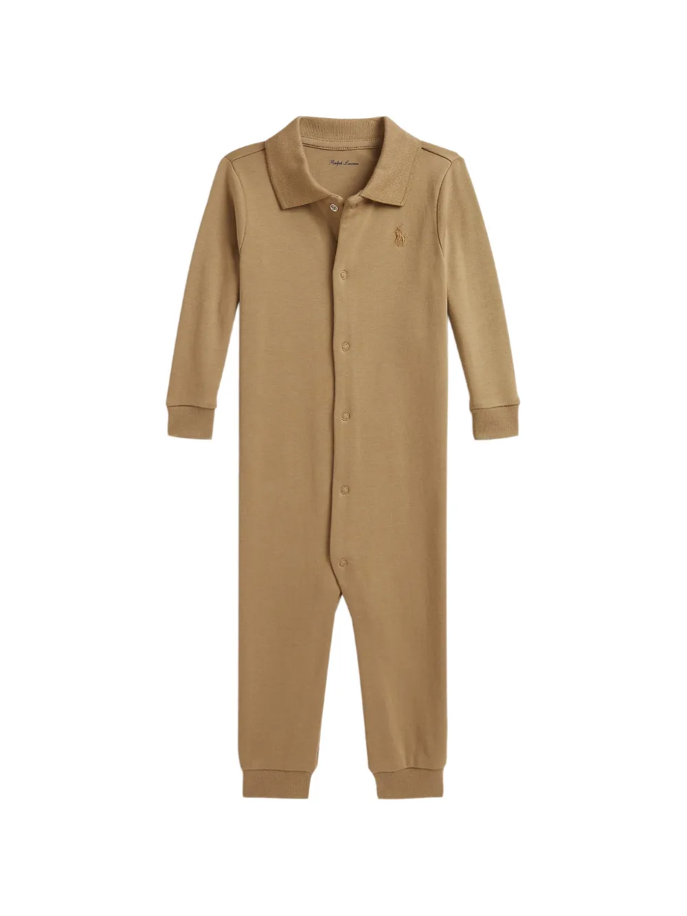 POLO RALPH LAUREN KIDS soft cotton polo coverall - Nude