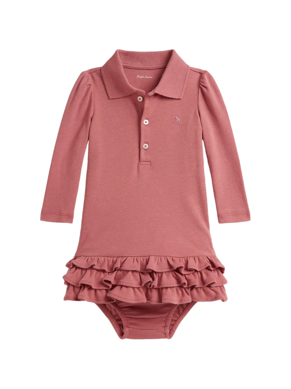 POLO RALPH LAUREN KIDS ruffled long-sleeve dress - Rosa