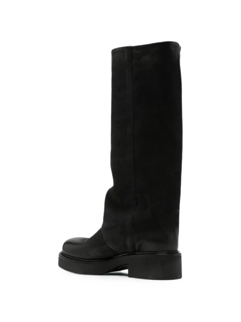 Metisse fold-over leather boots Zwart