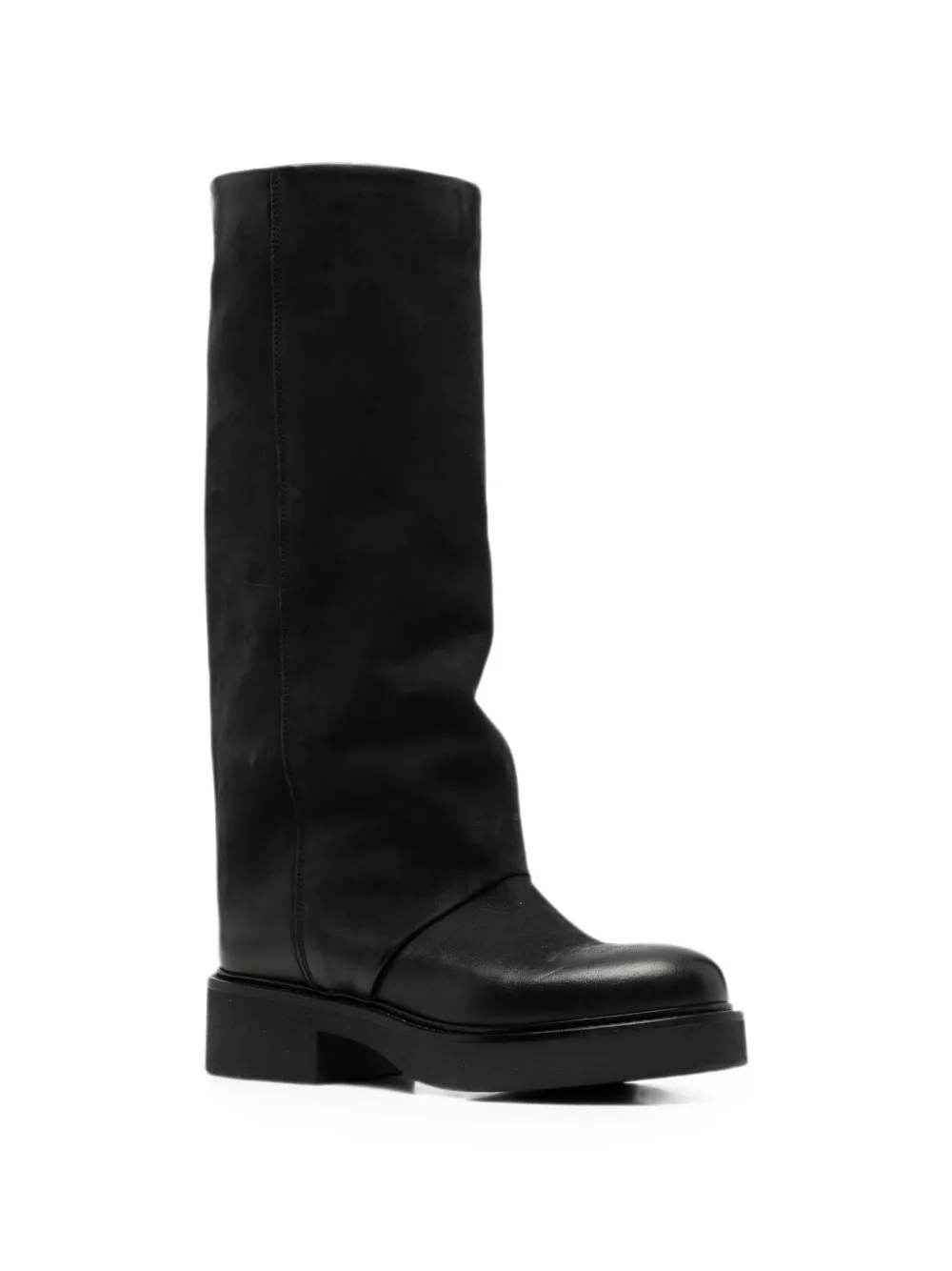 Metisse fold-over leather boots Zwart