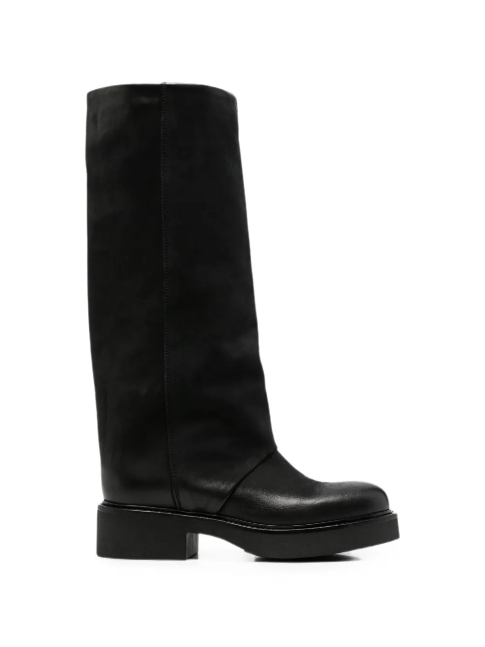 Metisse fold-over leather boots Zwart
