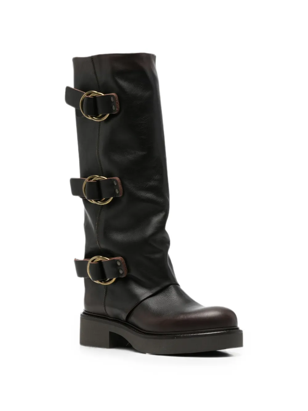Metisse buckle-fastening leather boots Bruin