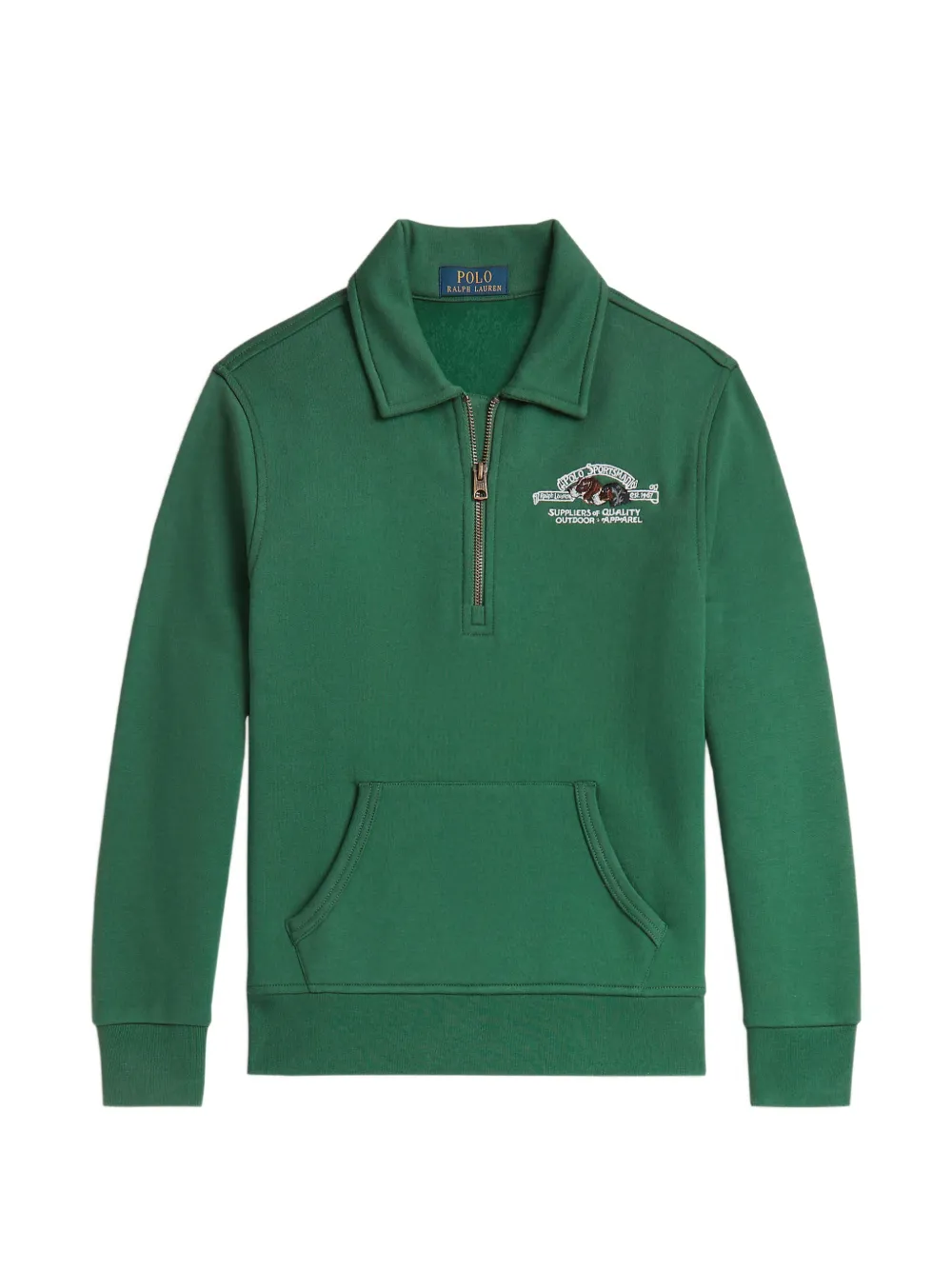 POLO RALPH LAUREN KIDS Felpa con mezza zip e logo - Verde