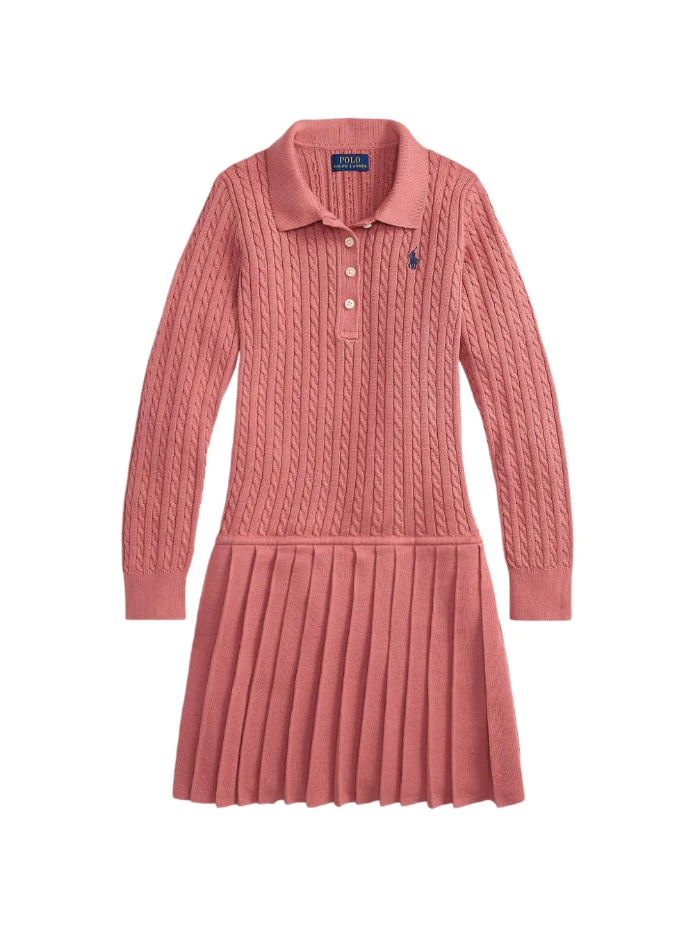 POLO RALPH LAUREN KIDS cable-knit pleated dress - Rosa