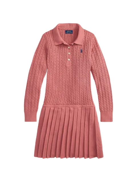 POLO RALPH LAUREN KIDS cable-knit pleated dress