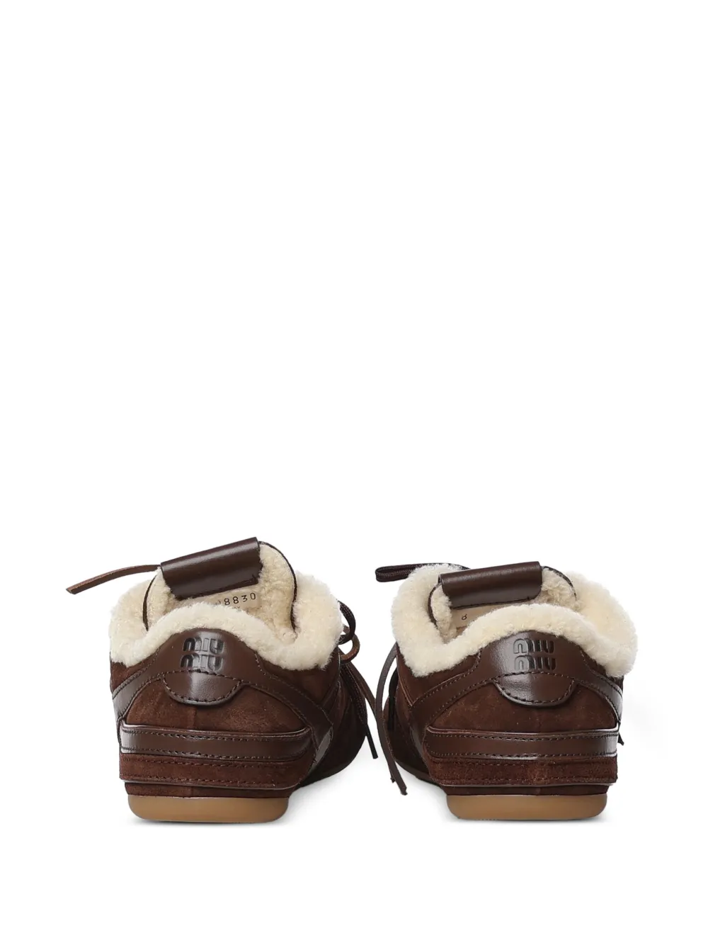 Miu Gymnasium suède sneakers met lammy voering Bruin
