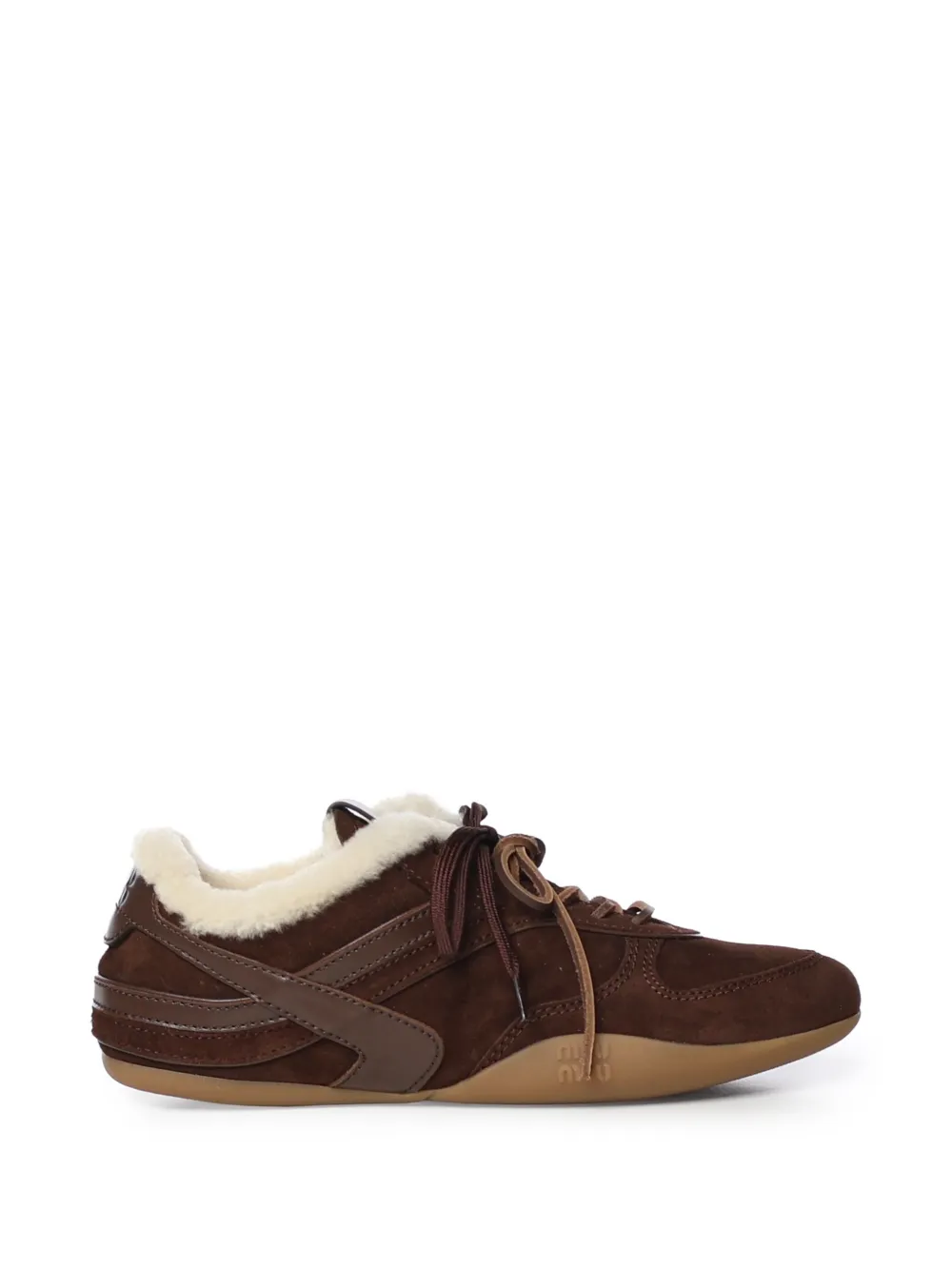 Miu Miu Gymnasium shearling-lined suede sneakers - Braun