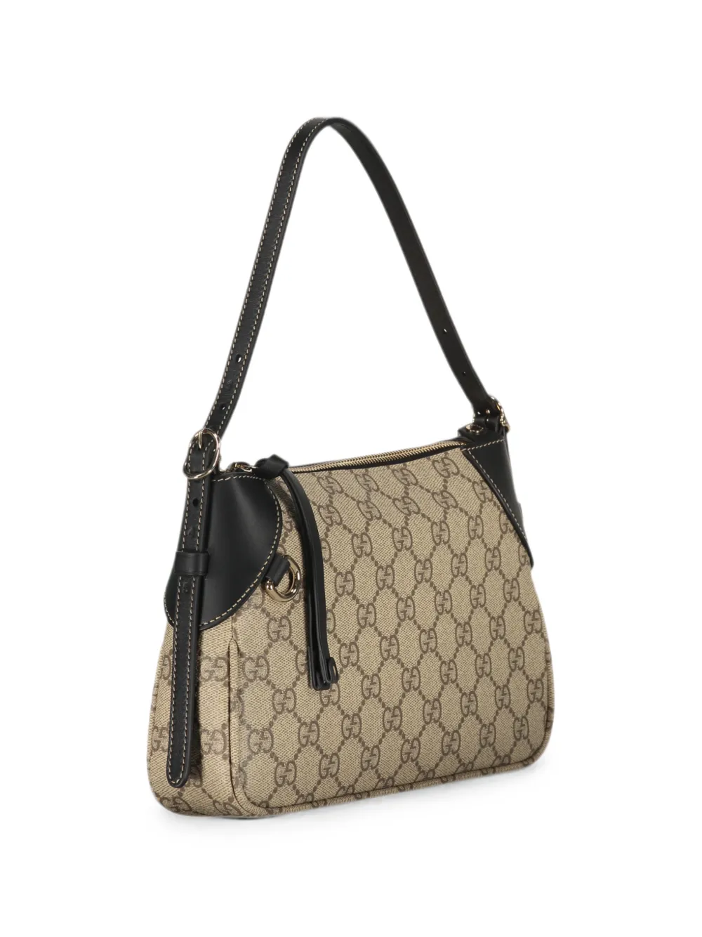 Gucci GG Supreme schoudertas met leren afwerking Beige