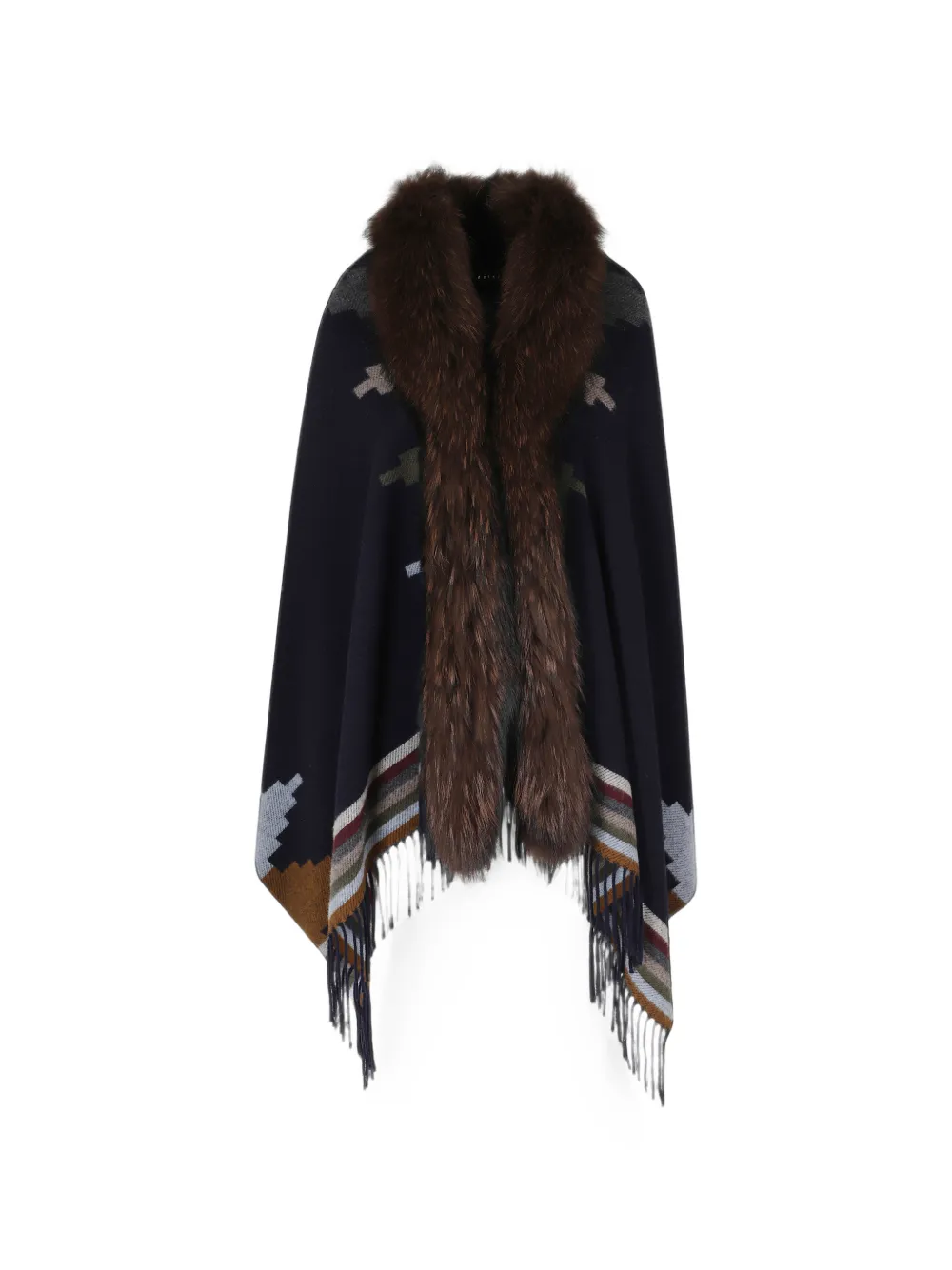 Bazar Deluxe geometric-pattern poncho - Blau