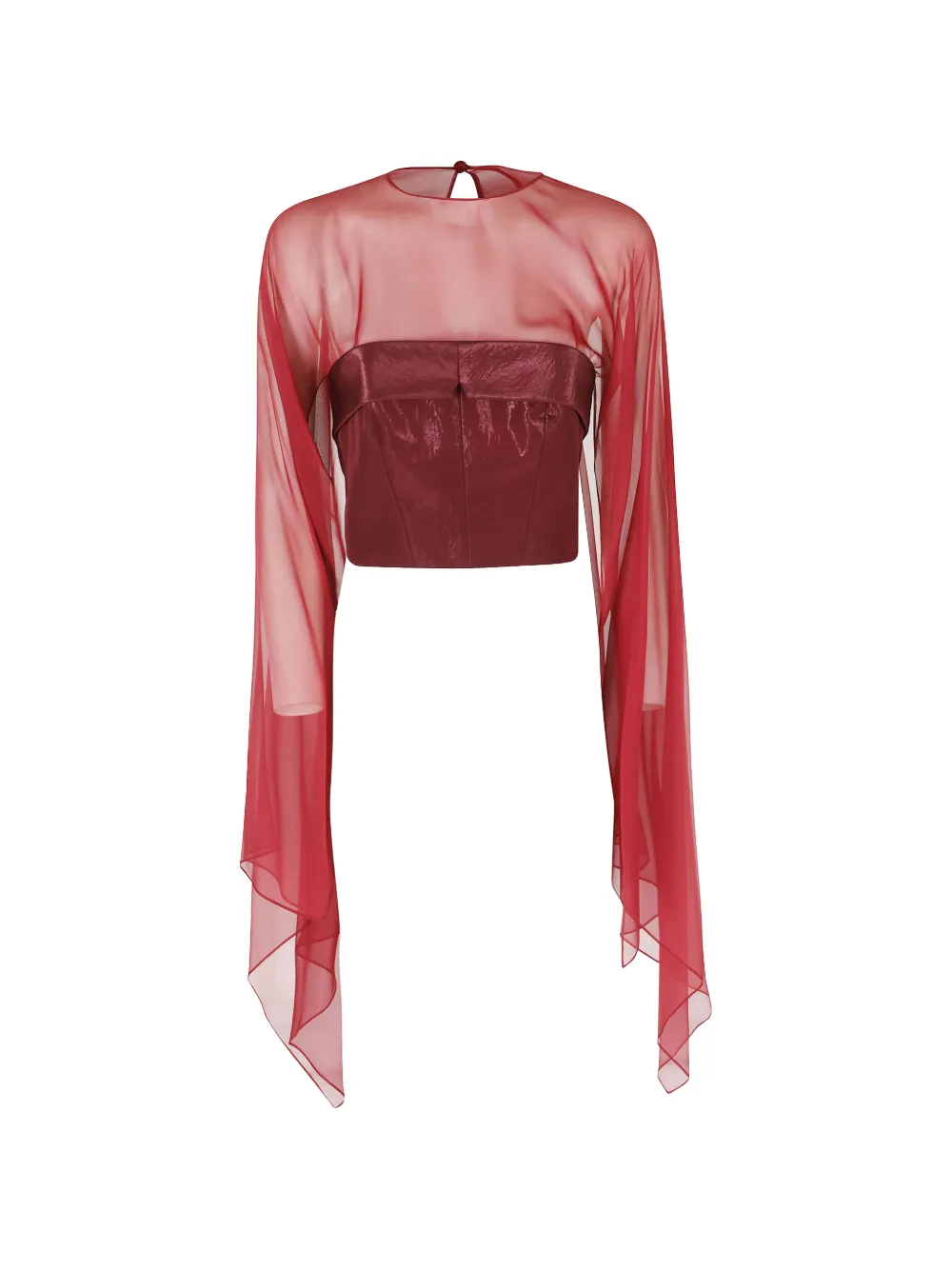 Alberta Ferretti Sheer-panelled Layered Blouse In Red