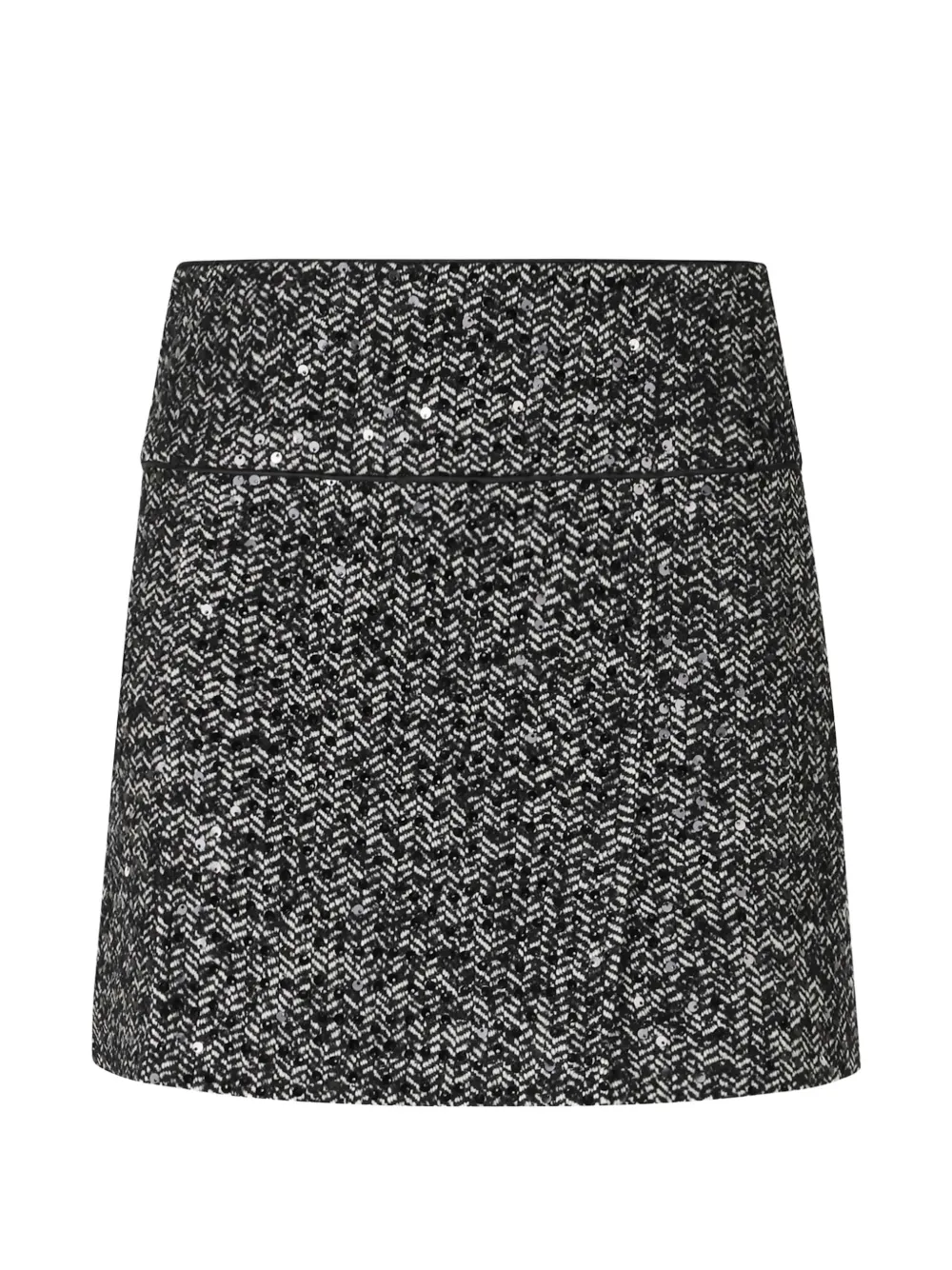 ERMANNO FIRENZE sequin-embellished herringbone mini skirt - Nero