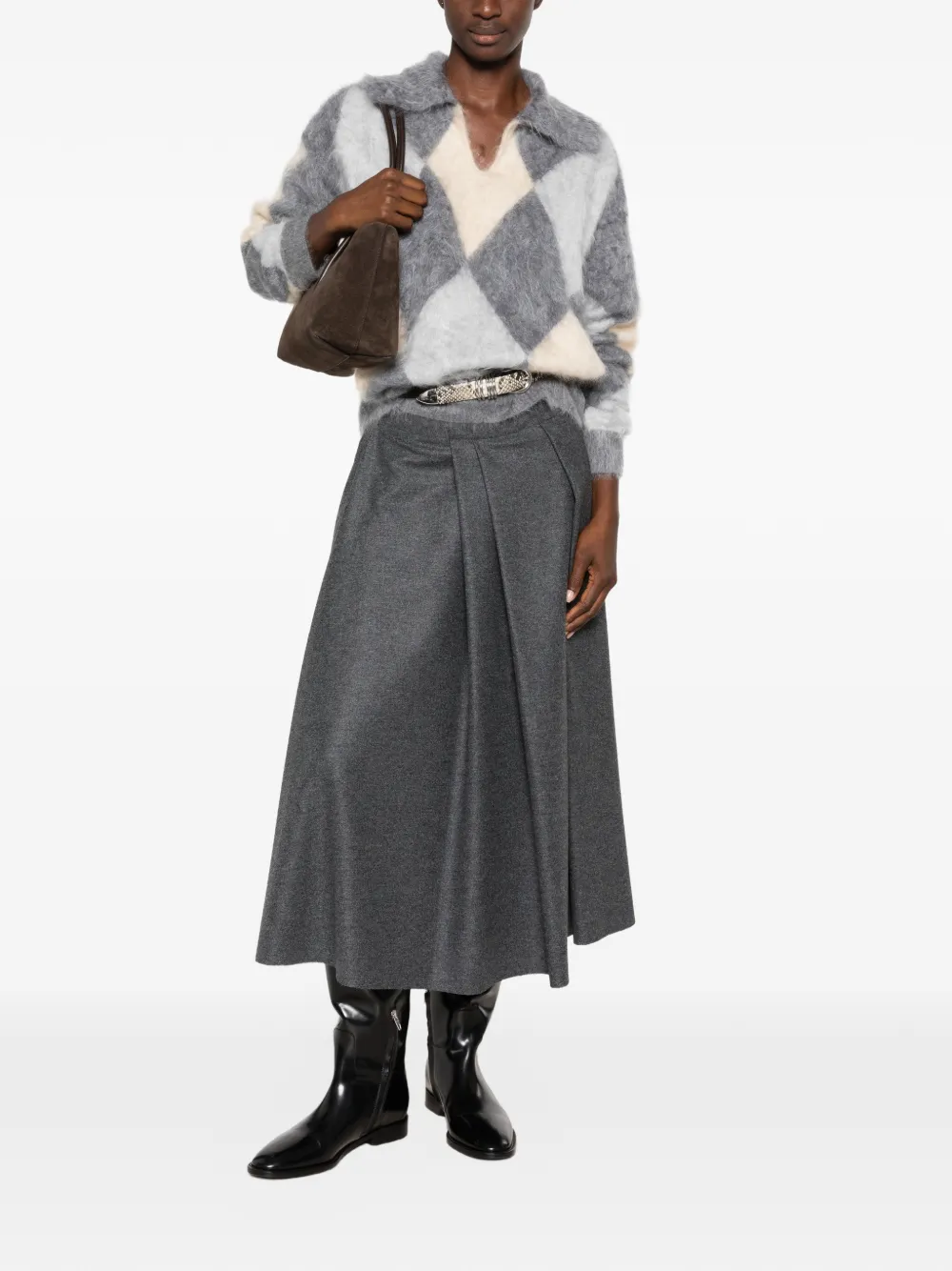 Seventy Genbreide trui met argyle intarsia Grijs