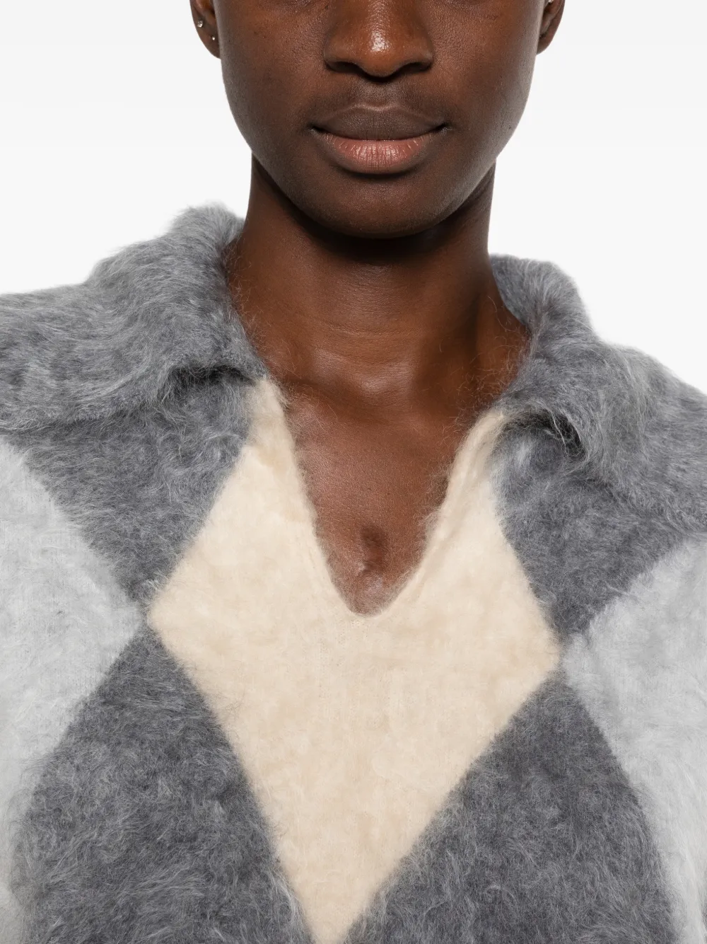 Seventy Genbreide trui met argyle intarsia Grijs