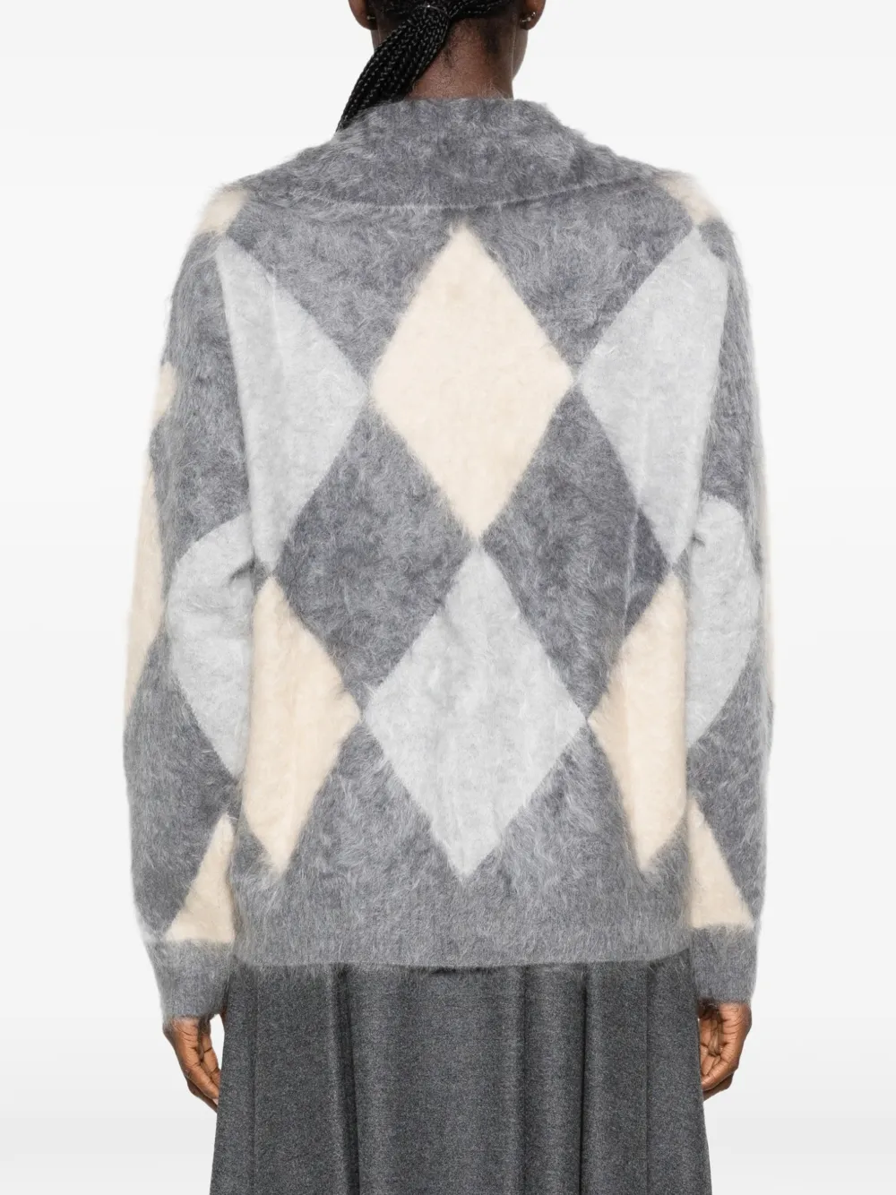 Seventy Genbreide trui met argyle intarsia Grijs
