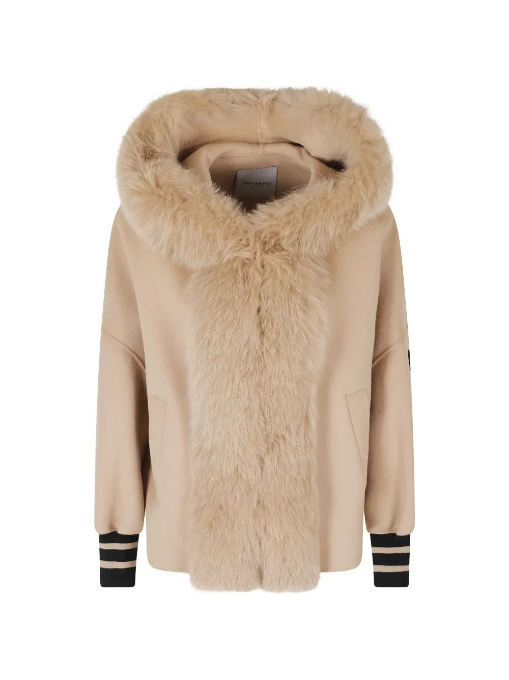 ERMANNO FIRENZE shearling-trim jacket - Nude