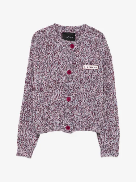 John Richmond Junior logo-patch chunky-knit cardigan