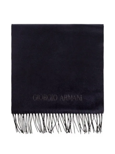 Giorgio Armani fringed logo-embroidered scarf