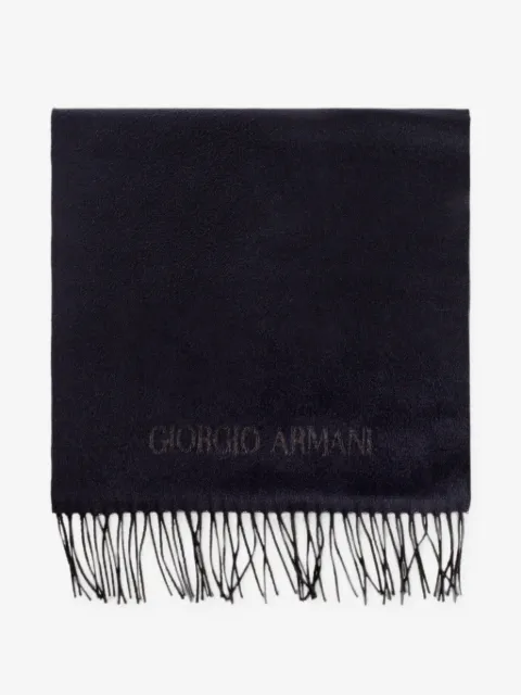 Giorgio Armani fringed logo-embroidered scarf