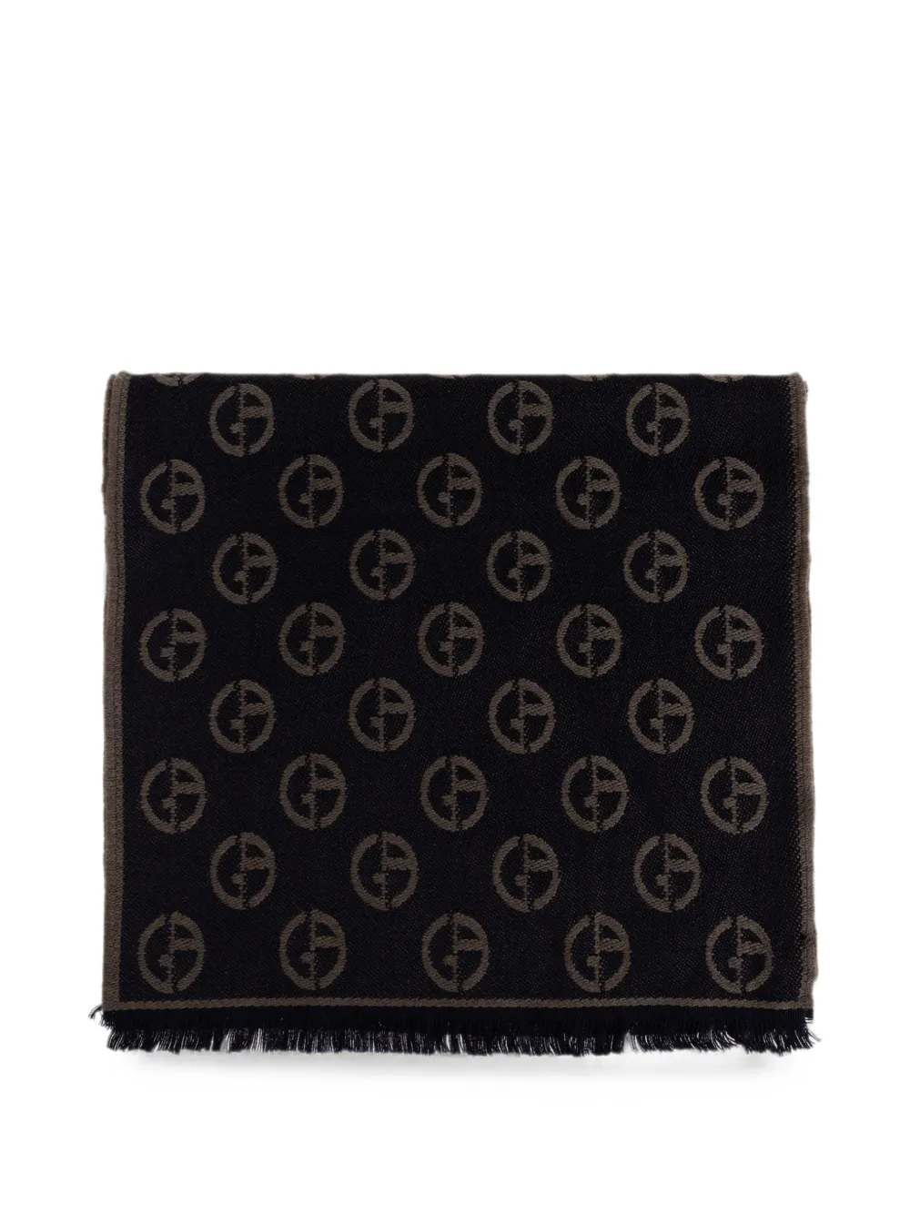 Giorgio Armani monogram-pattern frayed scarf - Blu
