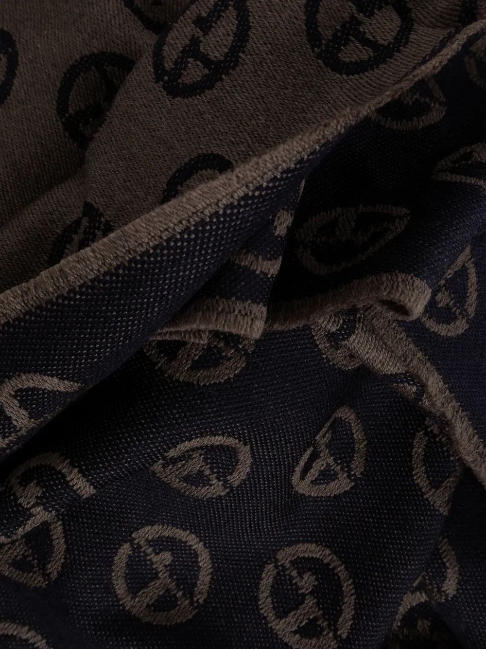 Giorgio Armani Sjaal met monogram-patroon en franje Blauw