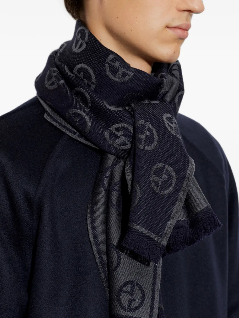 Giorgio Armani Sjaal met monogramprint Blauw
