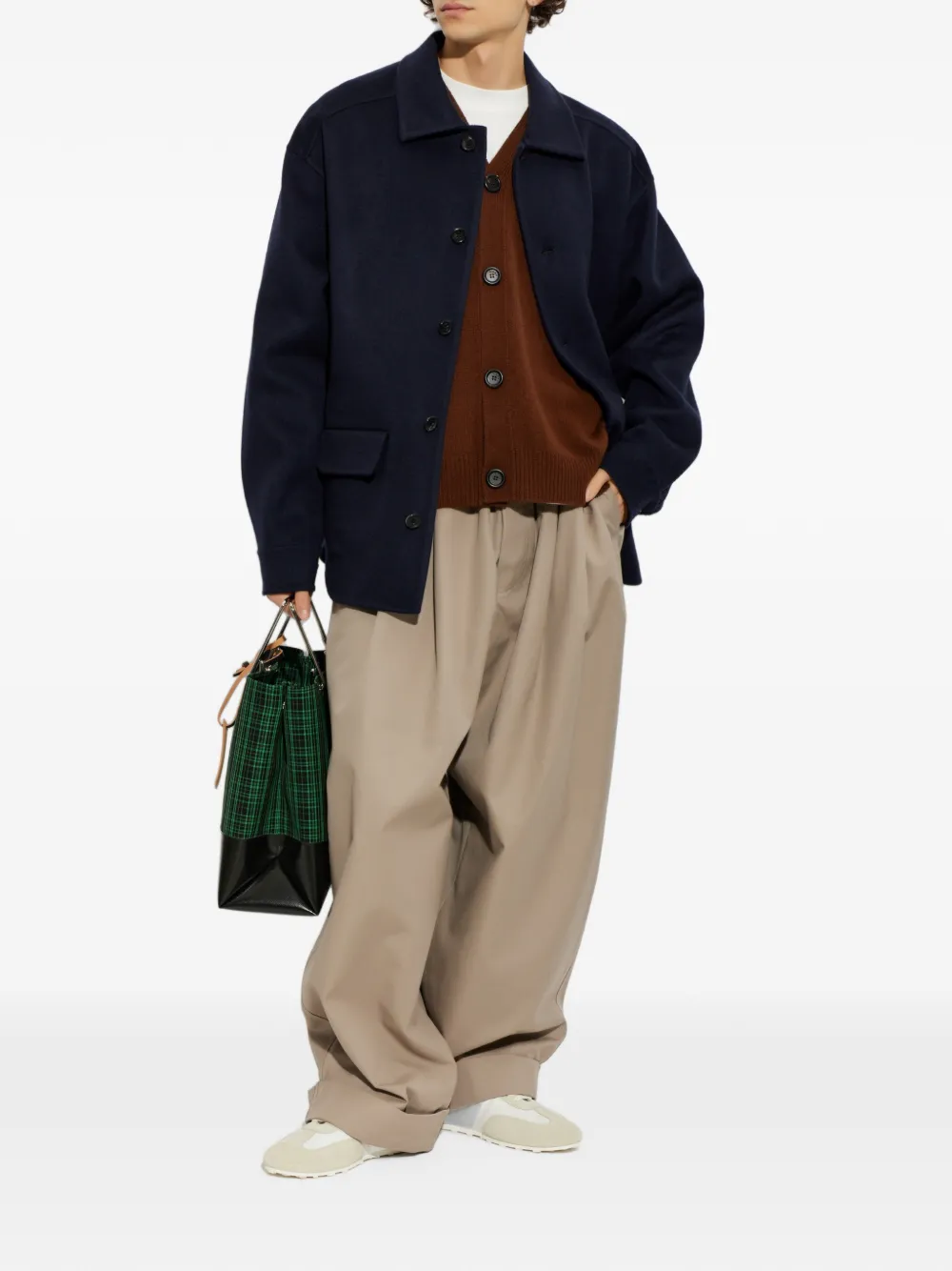 Marni Jas met klepzak en knopen Blauw