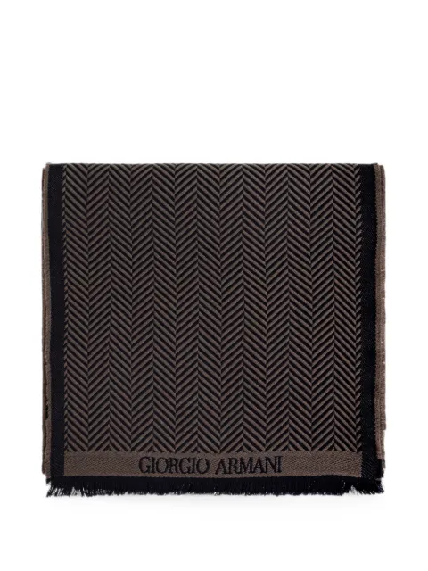 Giorgio Armani herringbone-pattern wool scarf
