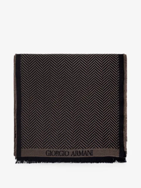 Giorgio Armani herringbone-pattern wool scarf