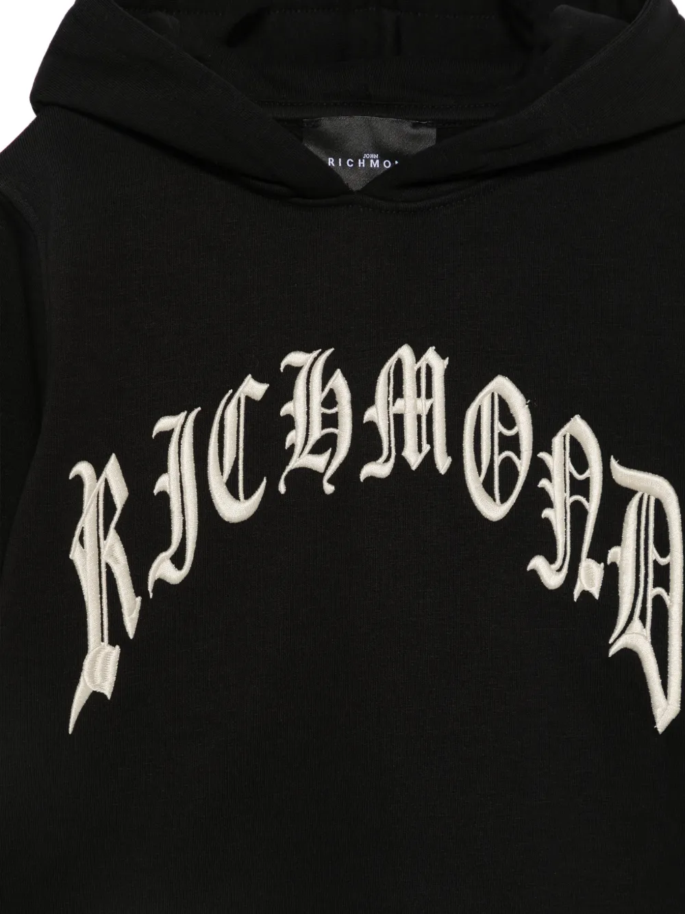 John Richmond Junior Hoodie met geborduurd logo Zwart