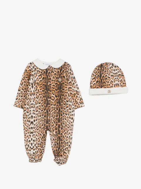 Roberto Cavalli Junior leopard-print Peter Pan collar pajama set