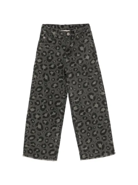 Douuod Kids leopard-pattern frayed-hem jeans