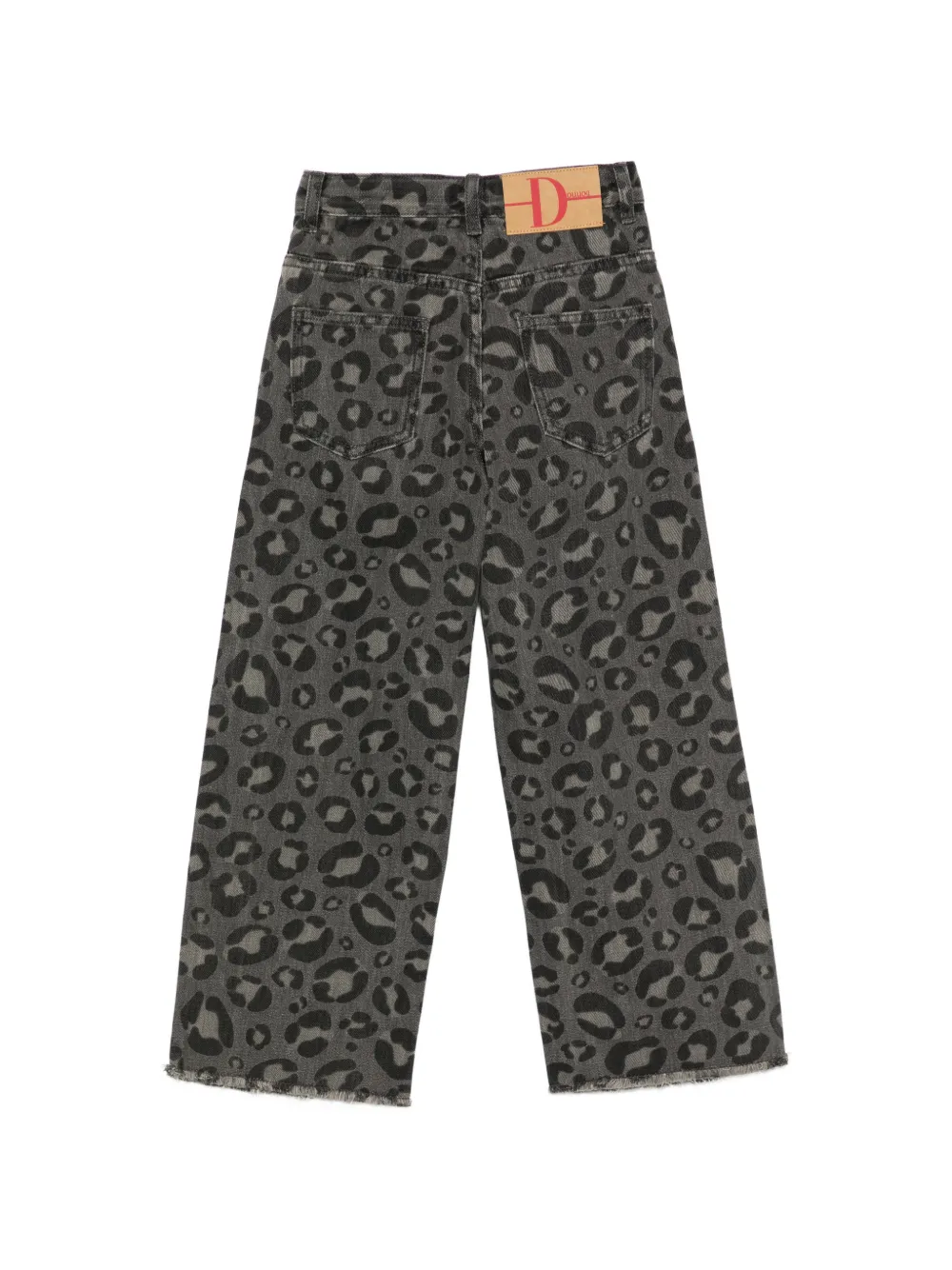 Douuod Kids Jeans met luipaardprint en franje Grijs