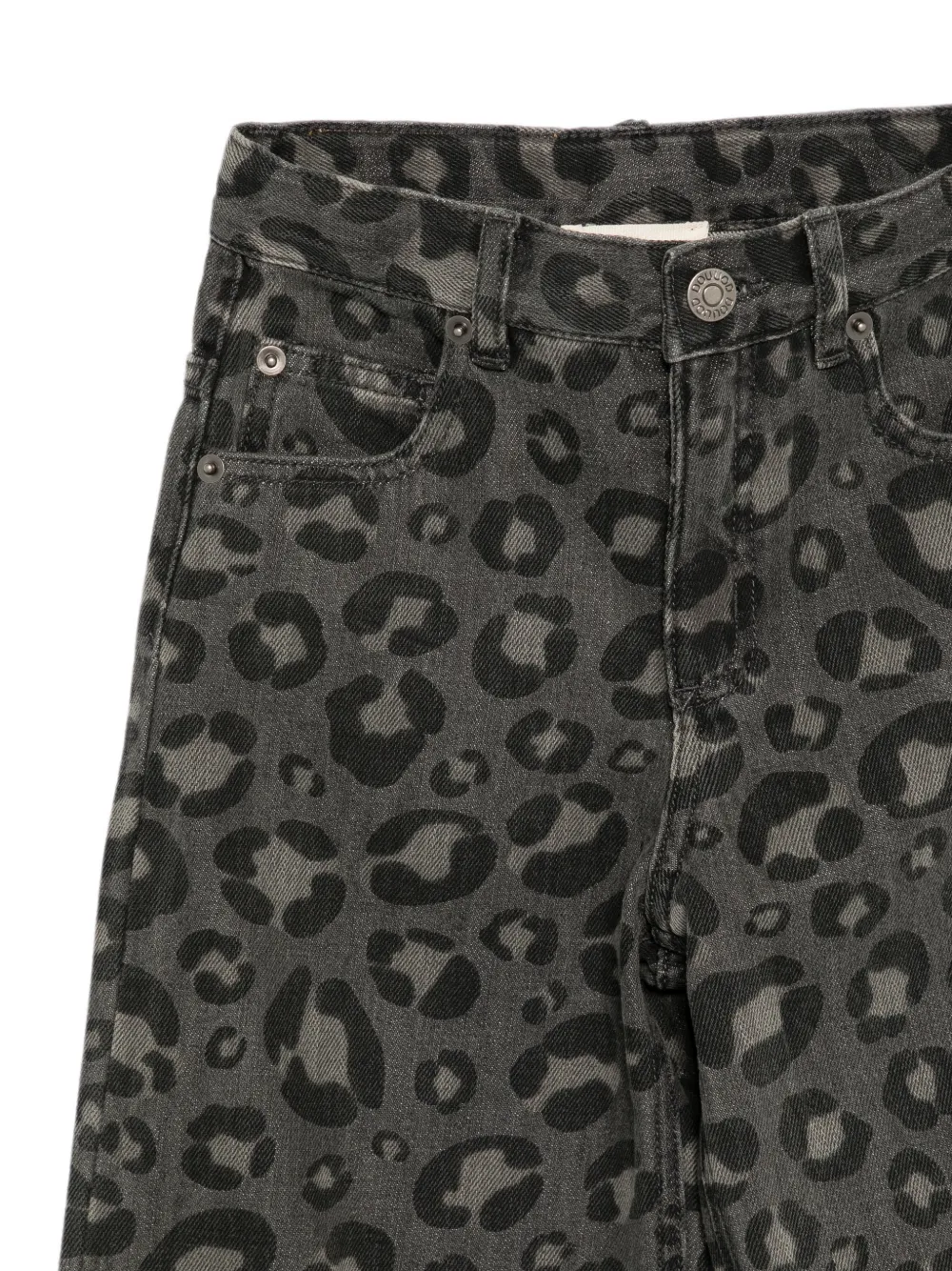 Douuod Kids Jeans met luipaardprint en franje Grijs