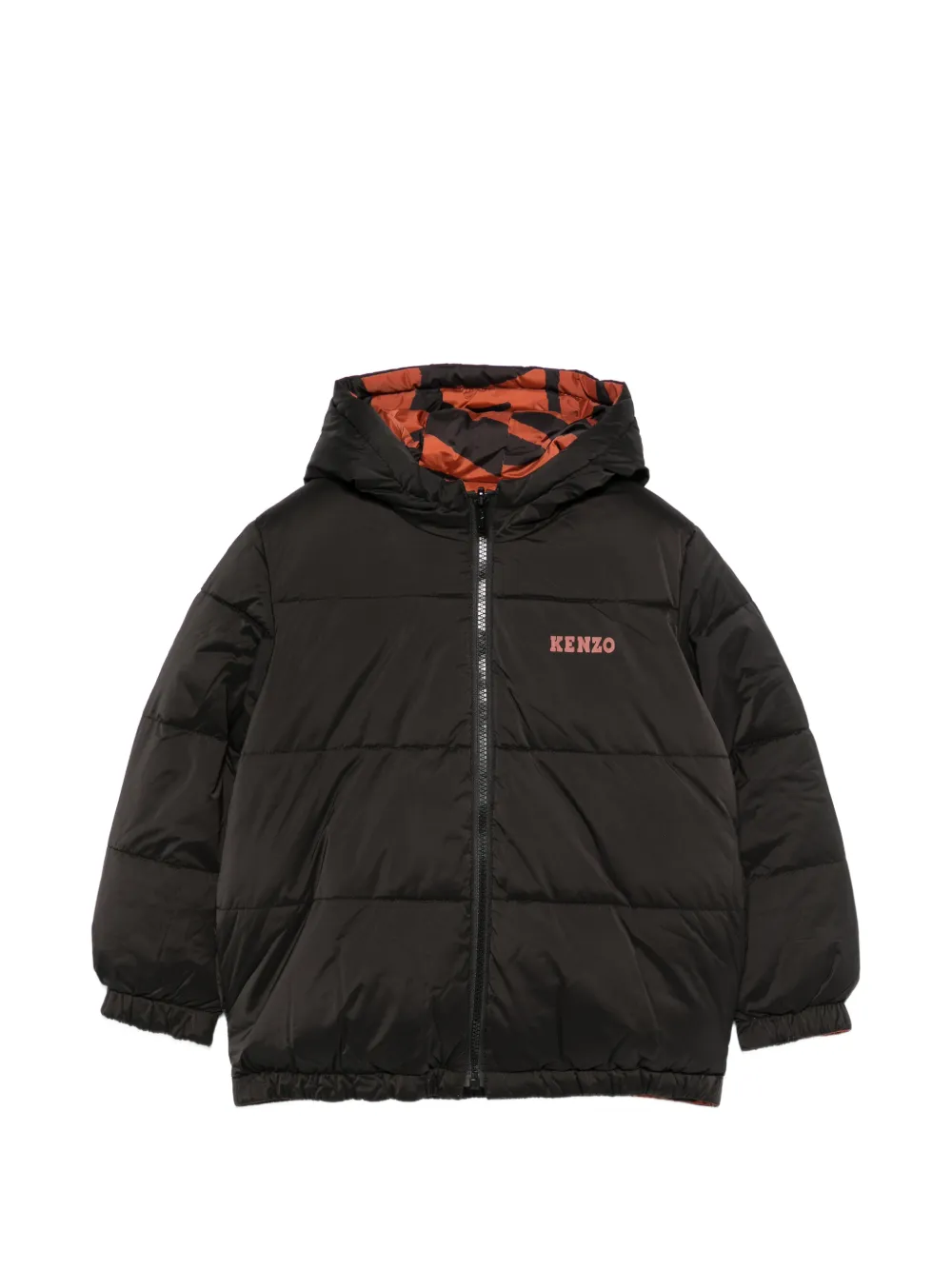 Kenzo Kids logo-print hooded puffer jacket - Schwarz