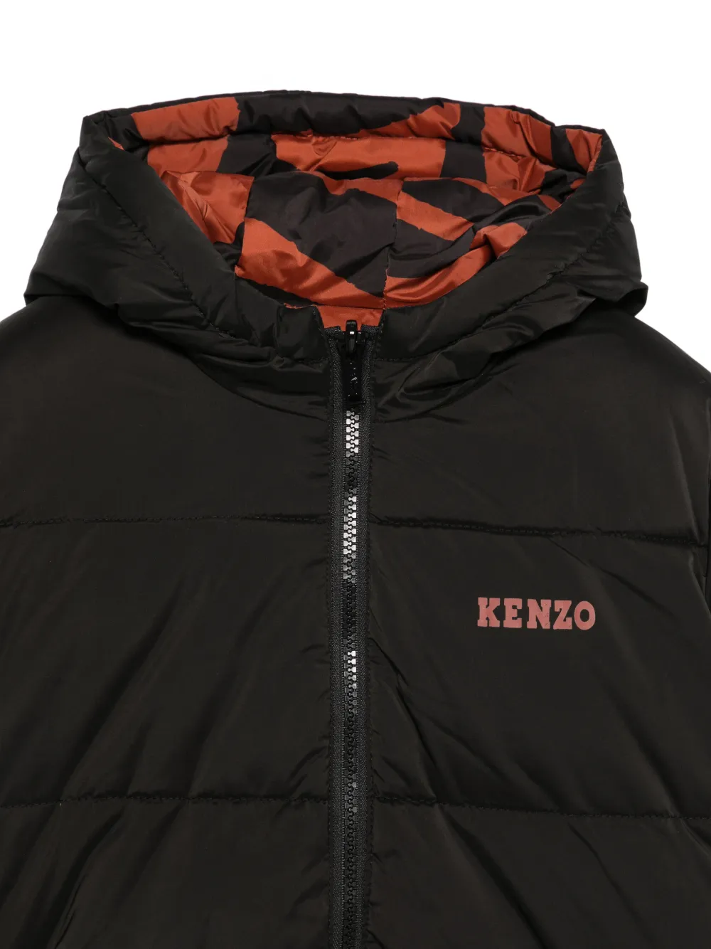 Kenzo Kids logo-print hooded puffer jacket Zwart