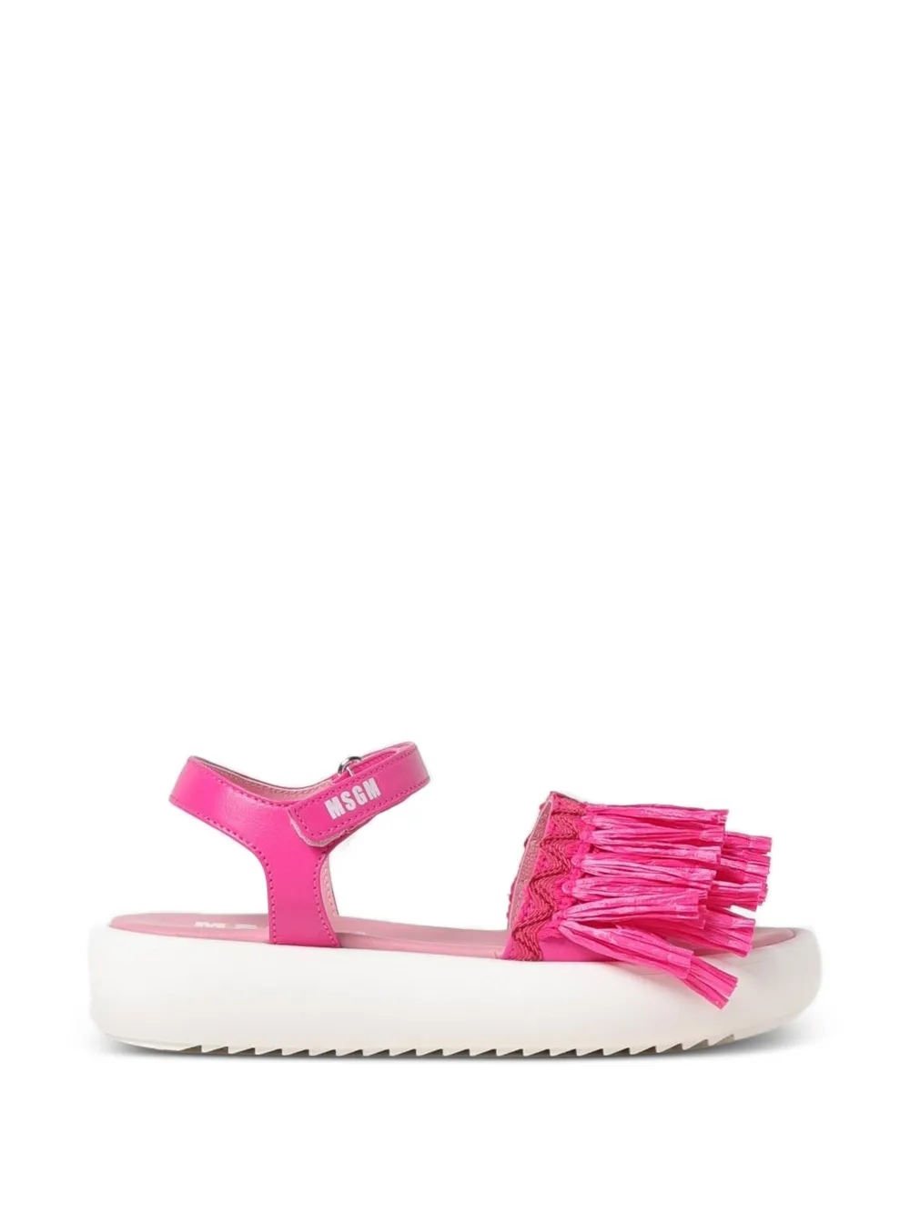 MSGM Kids fringed raffia-detail sandals - Rosa