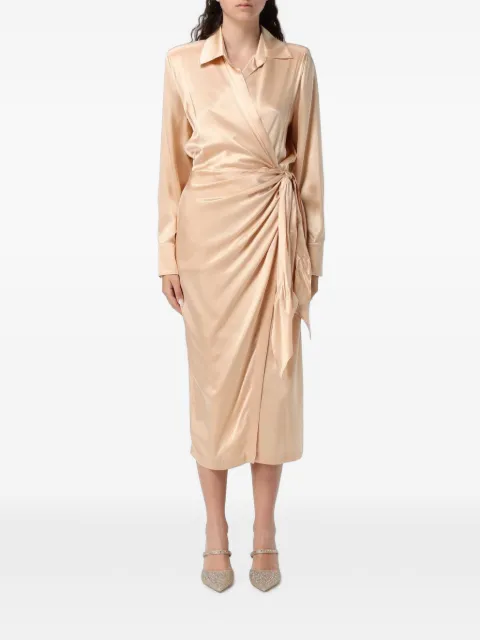 CRIDA vestido midi Como con diseño cruzado de manga larga