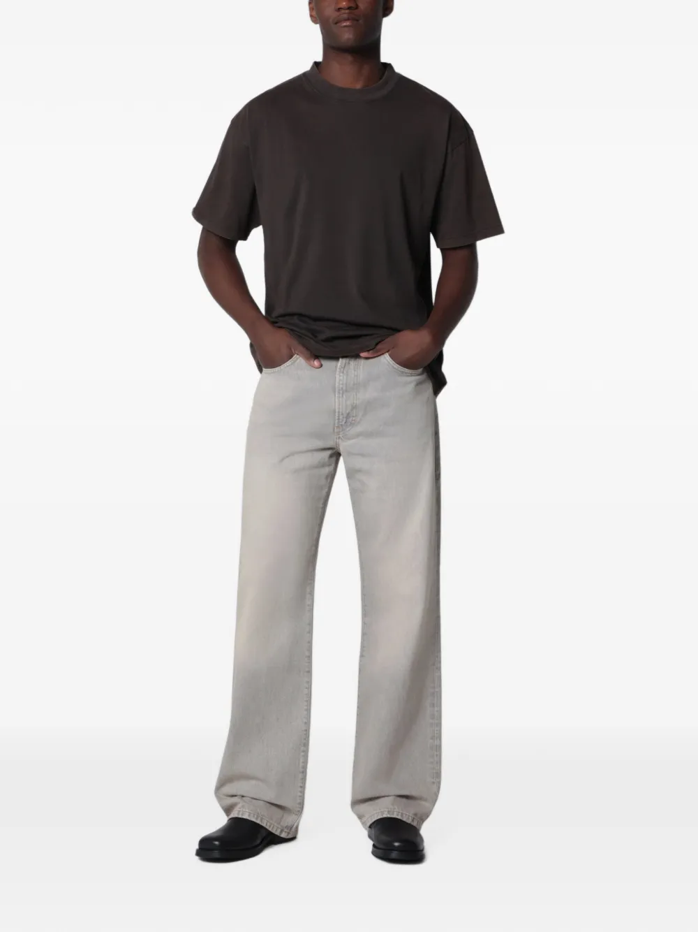 Jeanerica Vega straight jeans met logopatch Grijs